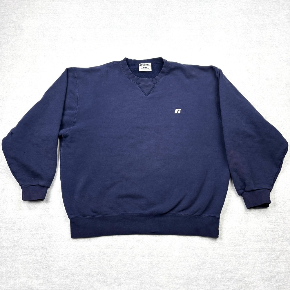 Vintage Russell Athletic Pro Cotton Sweatshirt Mens Large Navy Blue Crewneck
